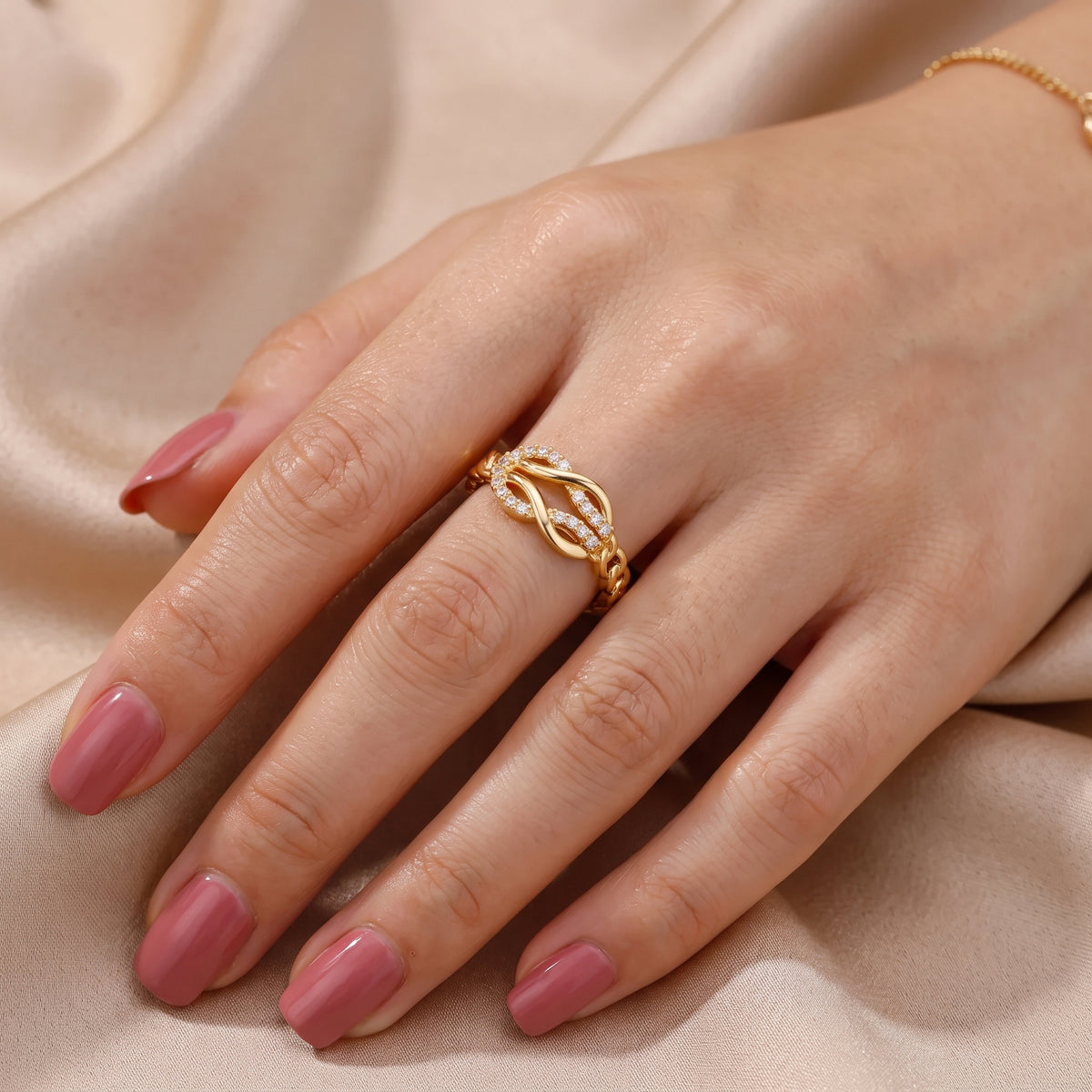 Bague Marie, bague dorée réglable – vue 2