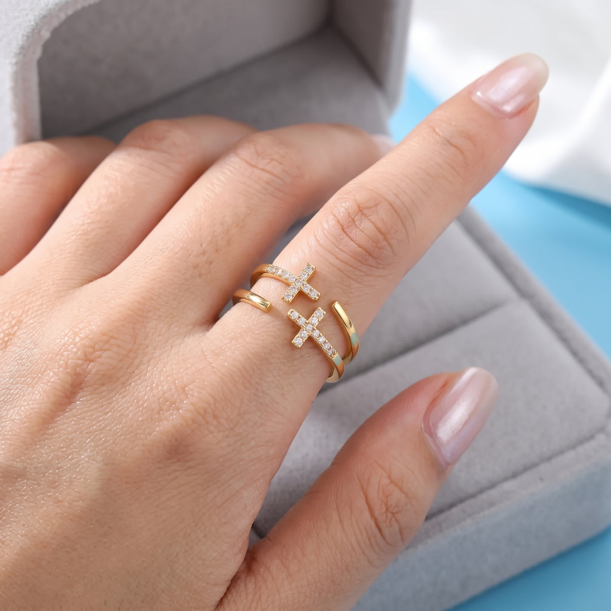 Bague Hedy, bague dorée réglable – vue 2
