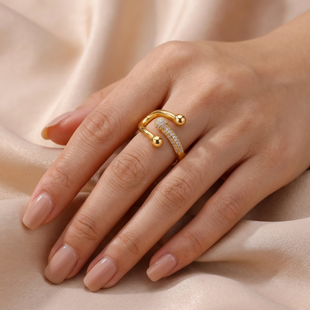 Bague Nina, bague dorée réglable – vue 2
