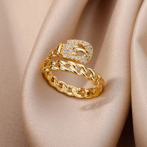 Bague Leni, bague dorée réglable