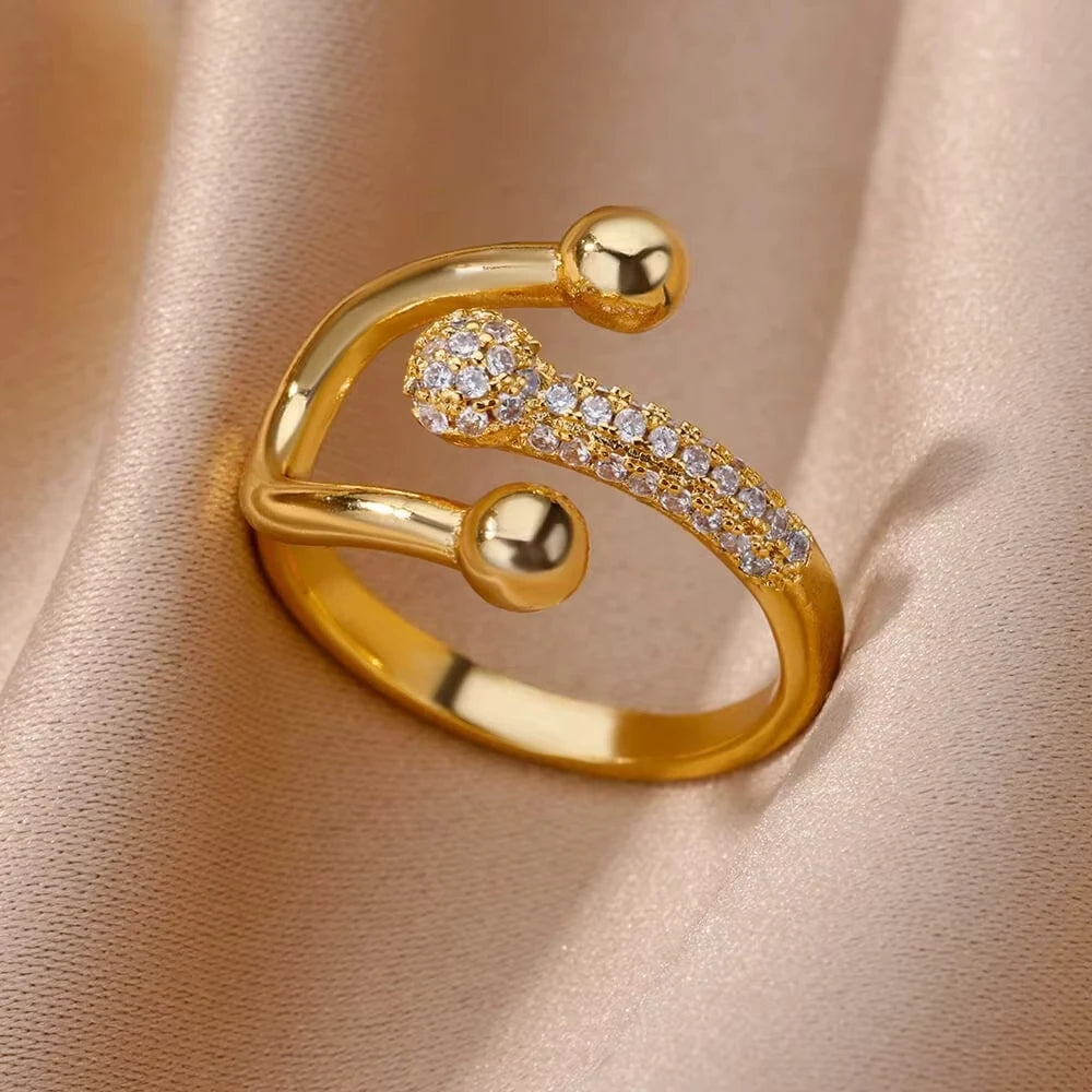 Bague Nina, bague dorée réglable